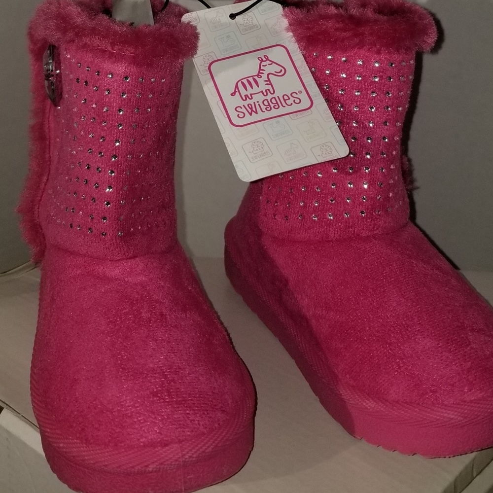 Toddler Girls Pink Embellished Boots by Swiggles -
